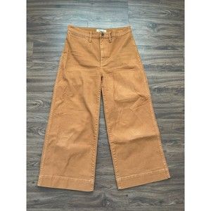 Madewell Emmett Crop Pants Size 29 Women's Wide Leg Warm Coffee Stretch Canvas